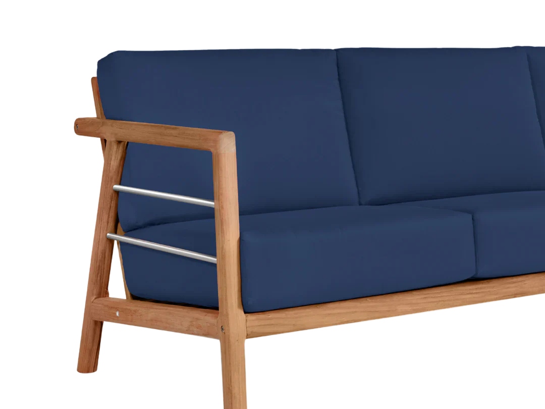Aalto 86-inch Teak Deep Outdoor Couch with Sunbrella Cushions