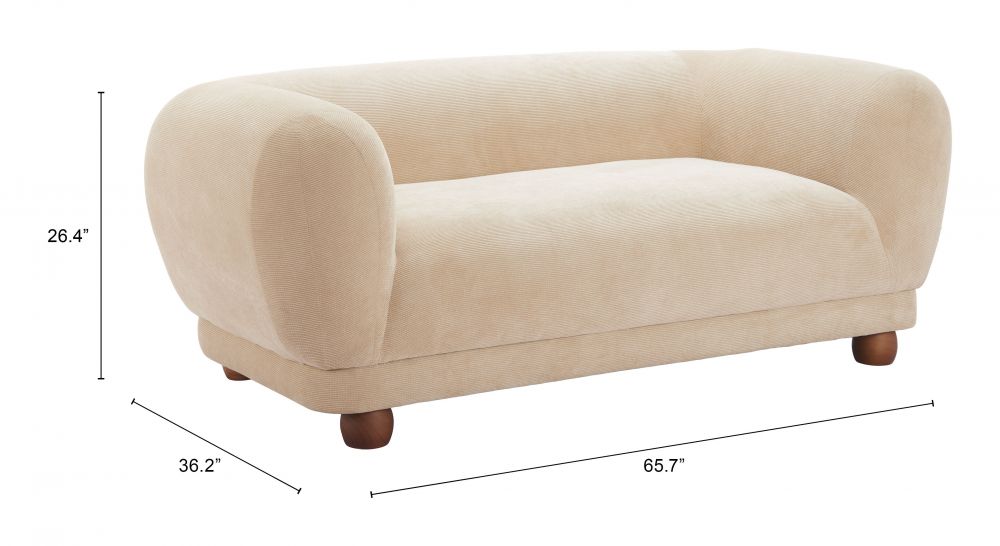 Boet Cream Fabric Loveseat