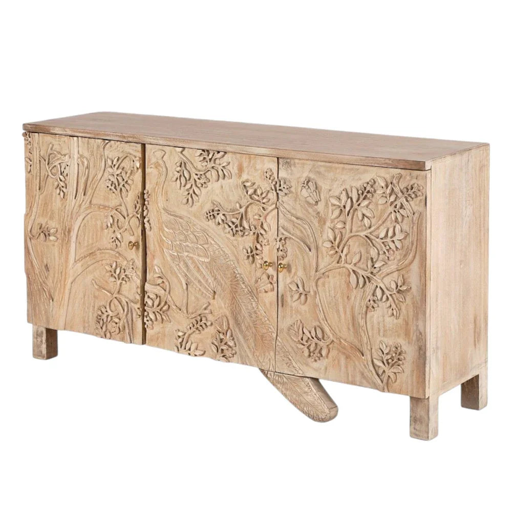Nayven Peacock Bird Front Doors Sideboard