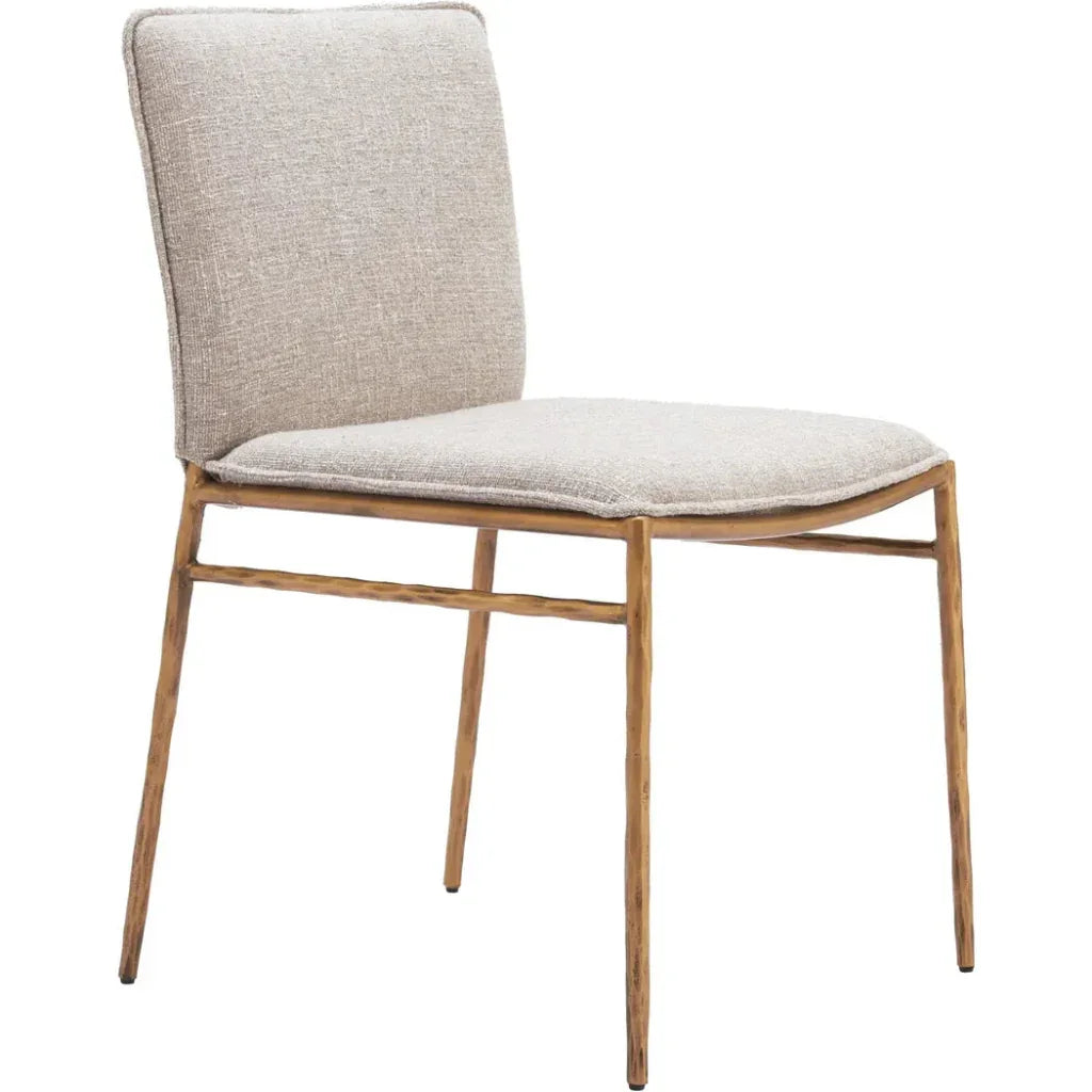 Nordvest Beige and Gold Armless Dining Chair