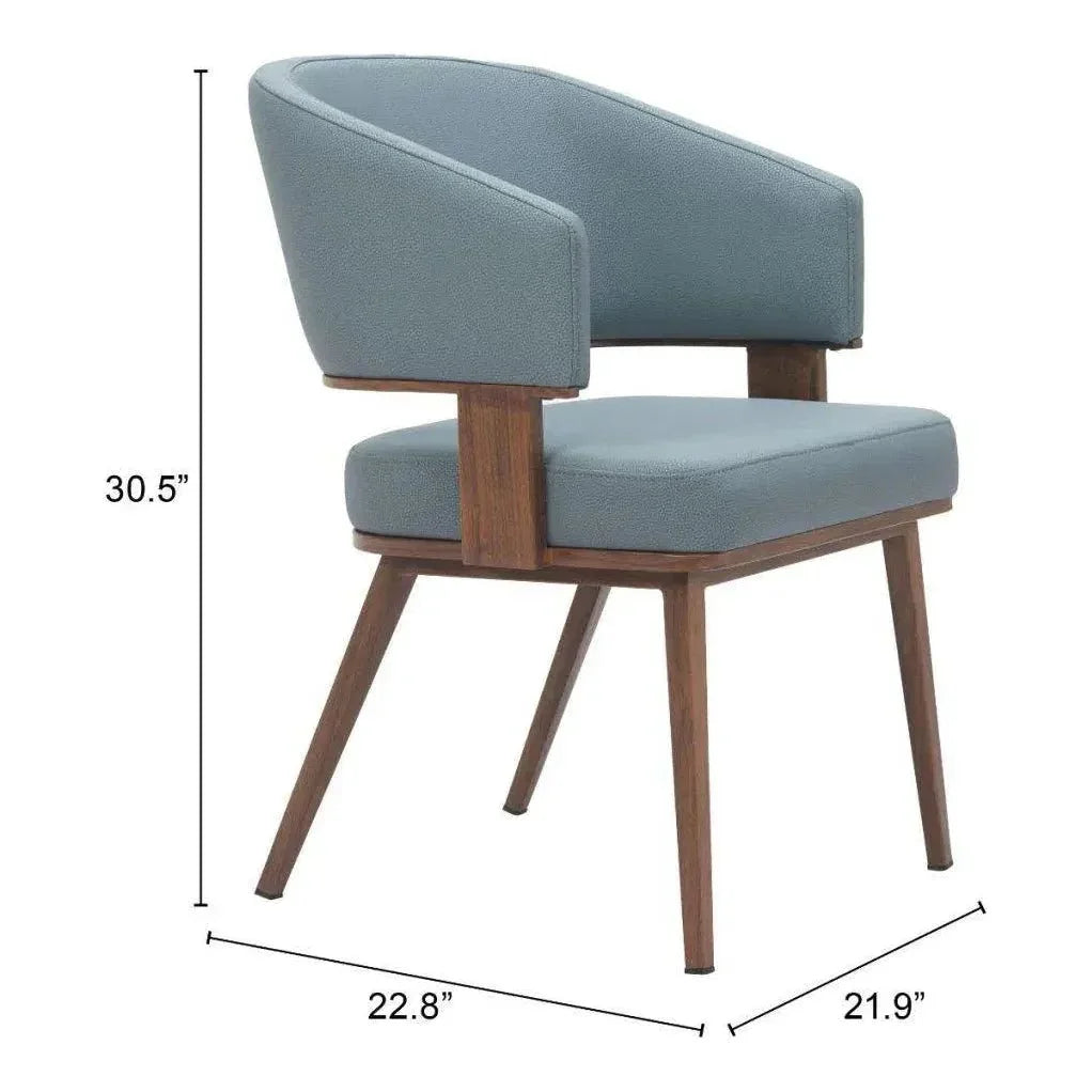 Poise Wood & Steel Blue Dining Arm Chair 2PC