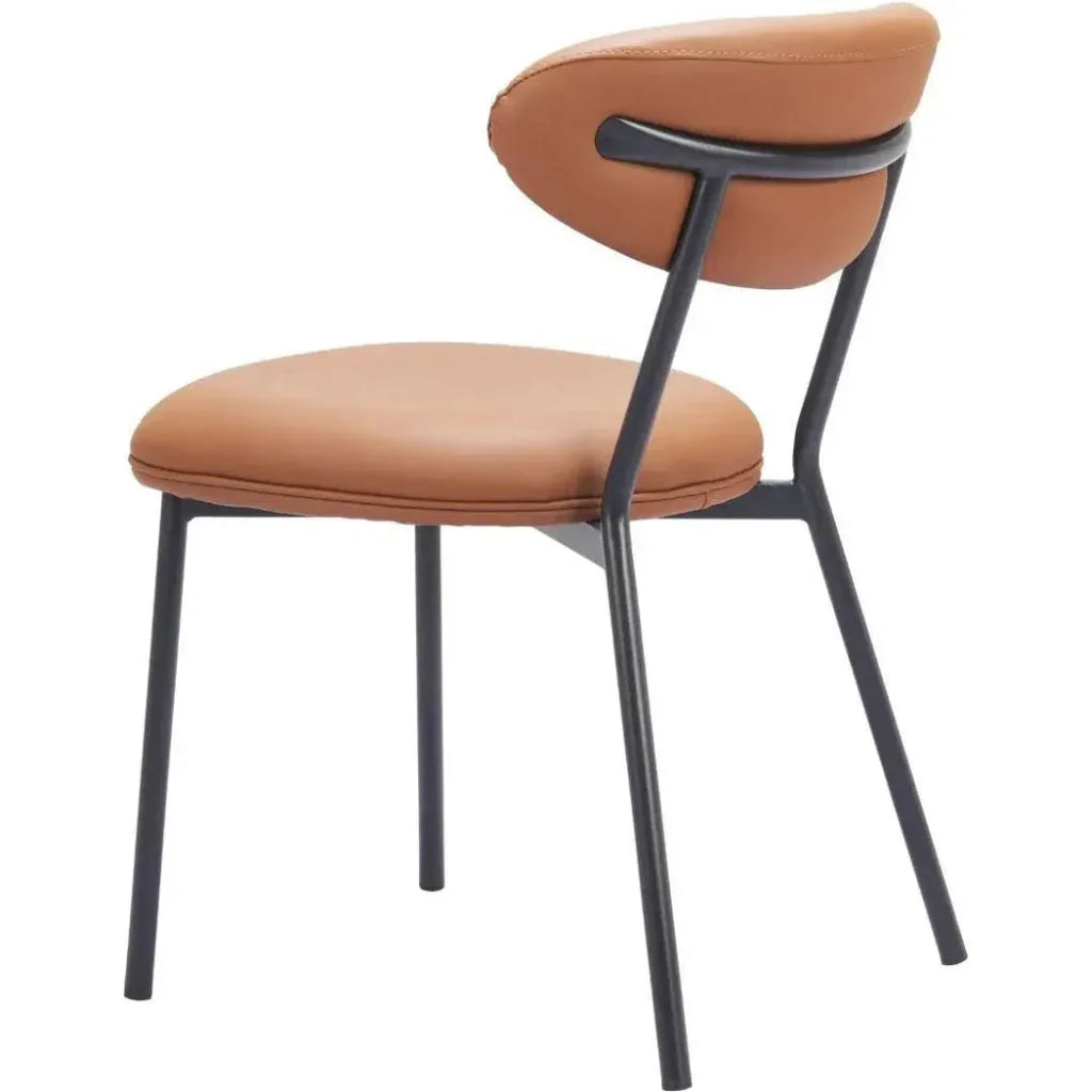 Rorun Wood & Steel Brown Dining Chair 2PC