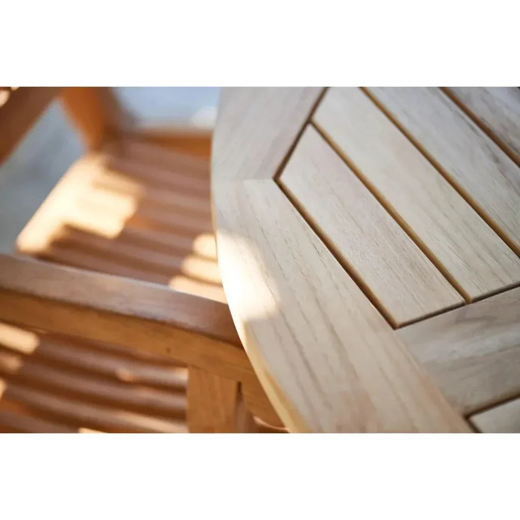 Valencia Round Teak Outdoor Folding Table Umbrella Hole