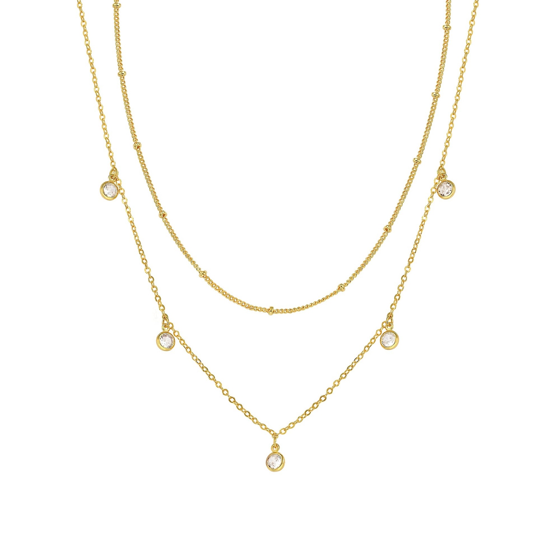 Waterdrop Chain Necklace, BLING Dainty Necklace Sideways Pendant Necklace For Women Gold Jewelry