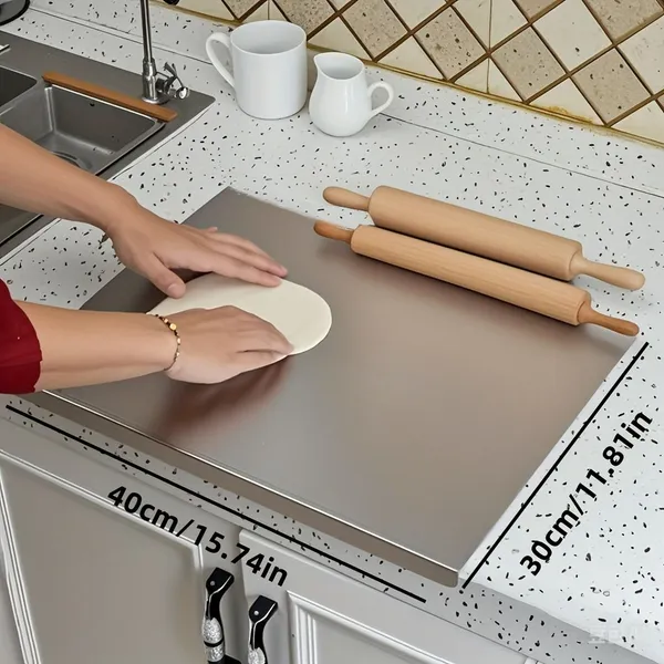 Stainless Steel Cutting Board With Lip For Kitchen Chopping Boards For Countertop Large Metal Cutting Board Over Sink Suitable For Meat Frui
