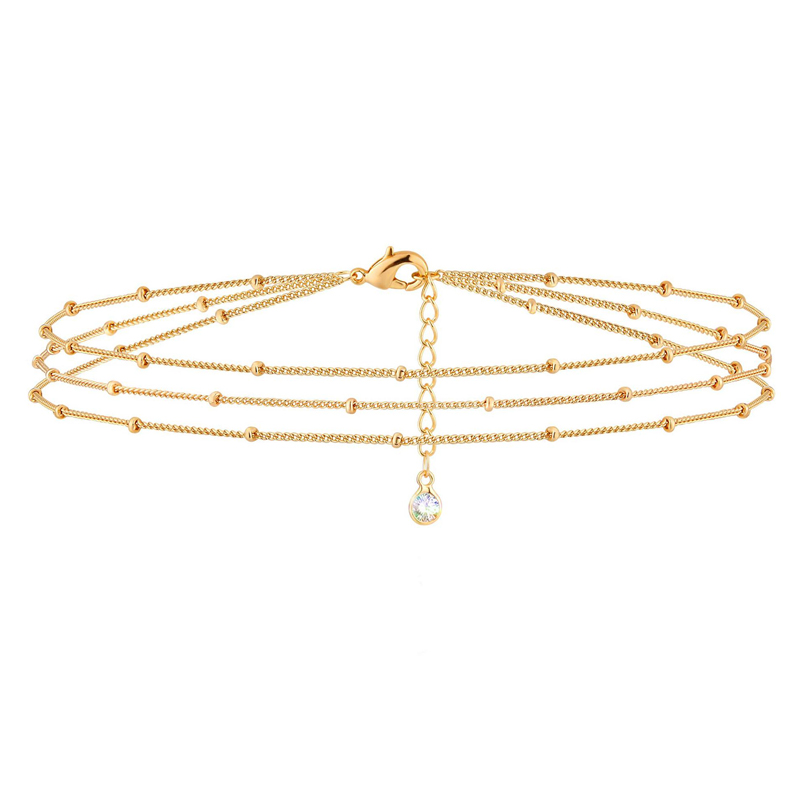 Dainty Gold Bracelets For Women, 14K Gold Filled Adjustable Layered Bracelet Cute Oval Chain Bar Gold Bracelets For Women Jewelry