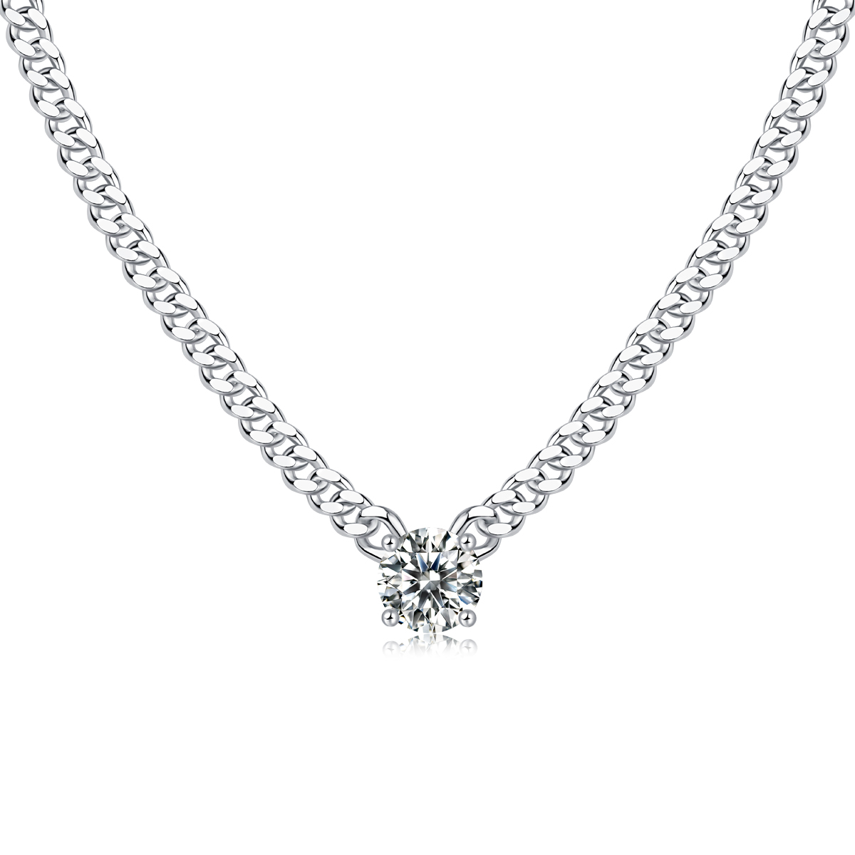1Cuban Necklace Luxury Fashion Diamond Pendant Necklace Set With Mosan Diamond Silver Ornaments Prohibit Tk Sales