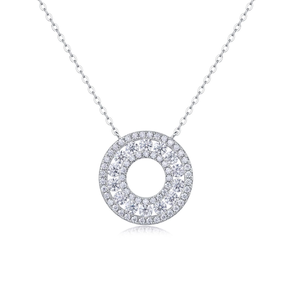 1Reciprocating Luxury Fashion Diamond Pendant Necklace Set With Mosan Diamond Silver Ornaments Prohibit Tk Sales