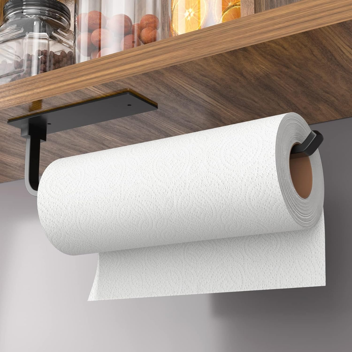 Paper Towel Holder Self Adhesive Or Drilling Matte Black Upgraded Aluminum Kitchen Roll Dispenser Under Cabinet Lighter But Stronger Than St