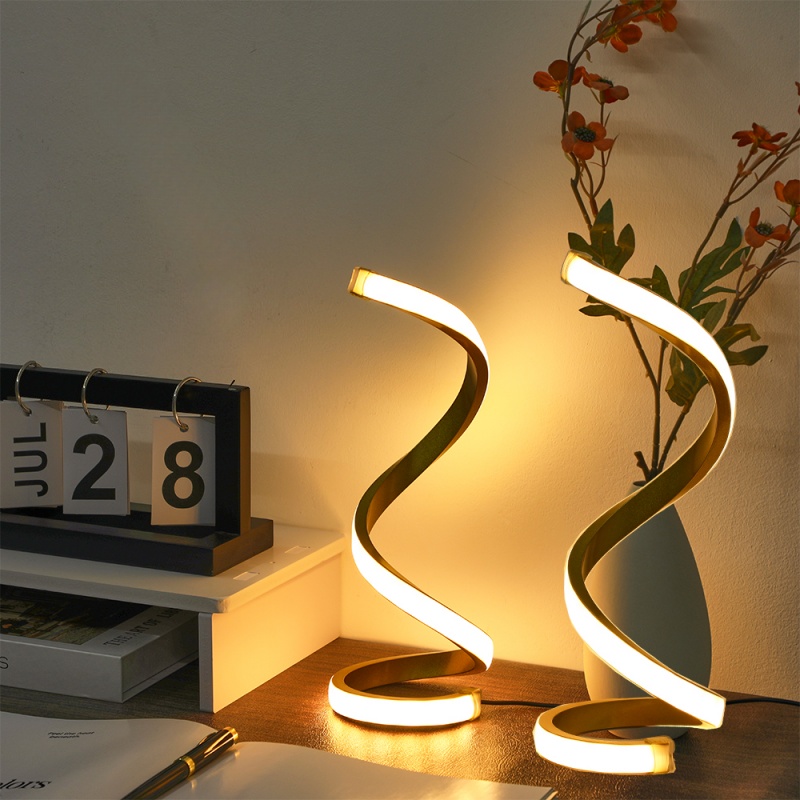 2Pcs Creative Spiral Three-Color Adjustable LED Desk Lamp, Three-Color Dimming, Soft Lighting, Eye-Friendly And Comfortable, Suitable For Be