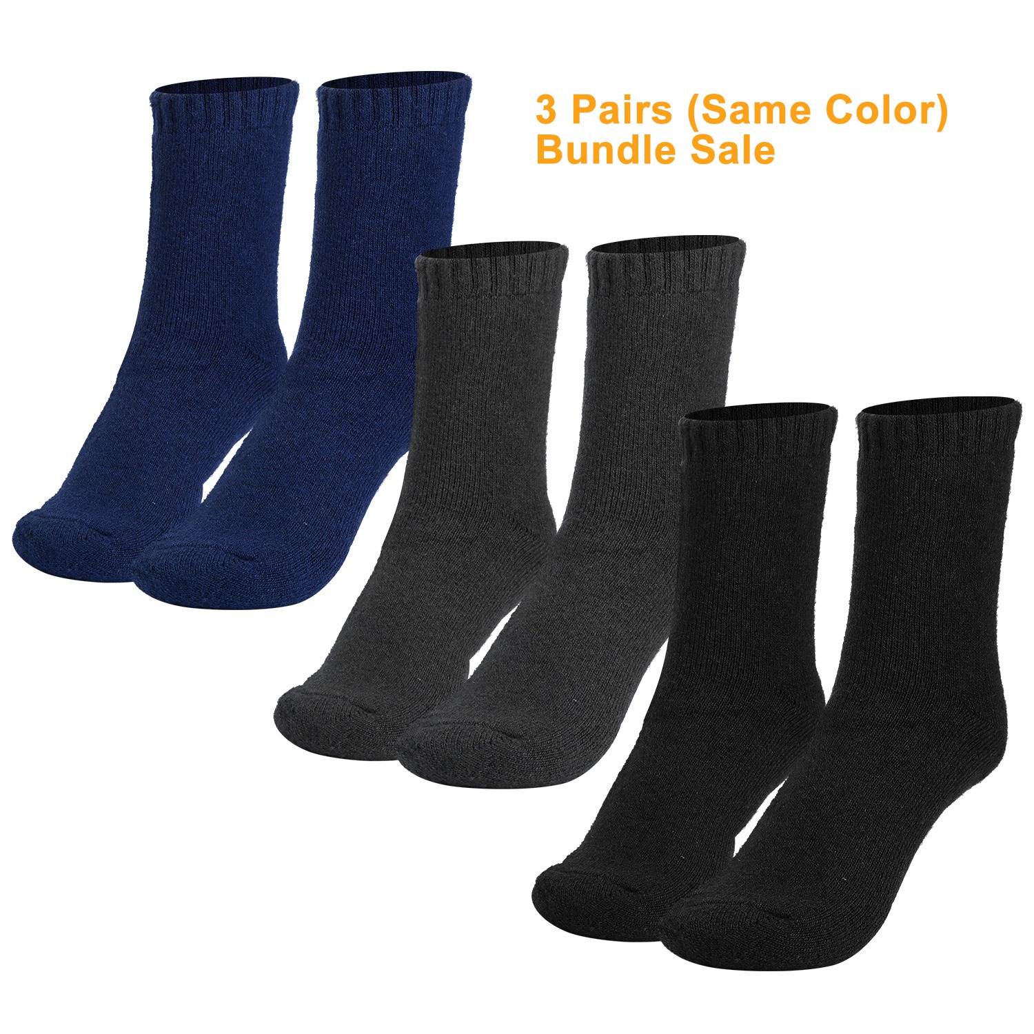 3 Color Options -- 3 Pairs Men Warm Wool Socks Soft Cozy Winter Thermal Socks For Men Thick Heat-Trapping Moisture Wicking Socks Indoor Outd