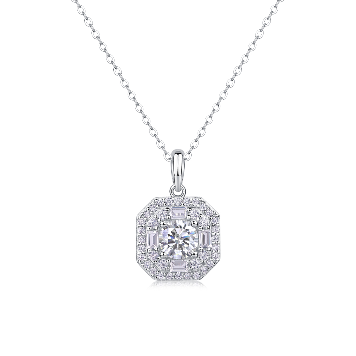 1Small Square Bag Luxury Fashion Diamond Pendant Necklace Set With Mosan Diamond Silver Ornaments Prohibit Tk Sales
