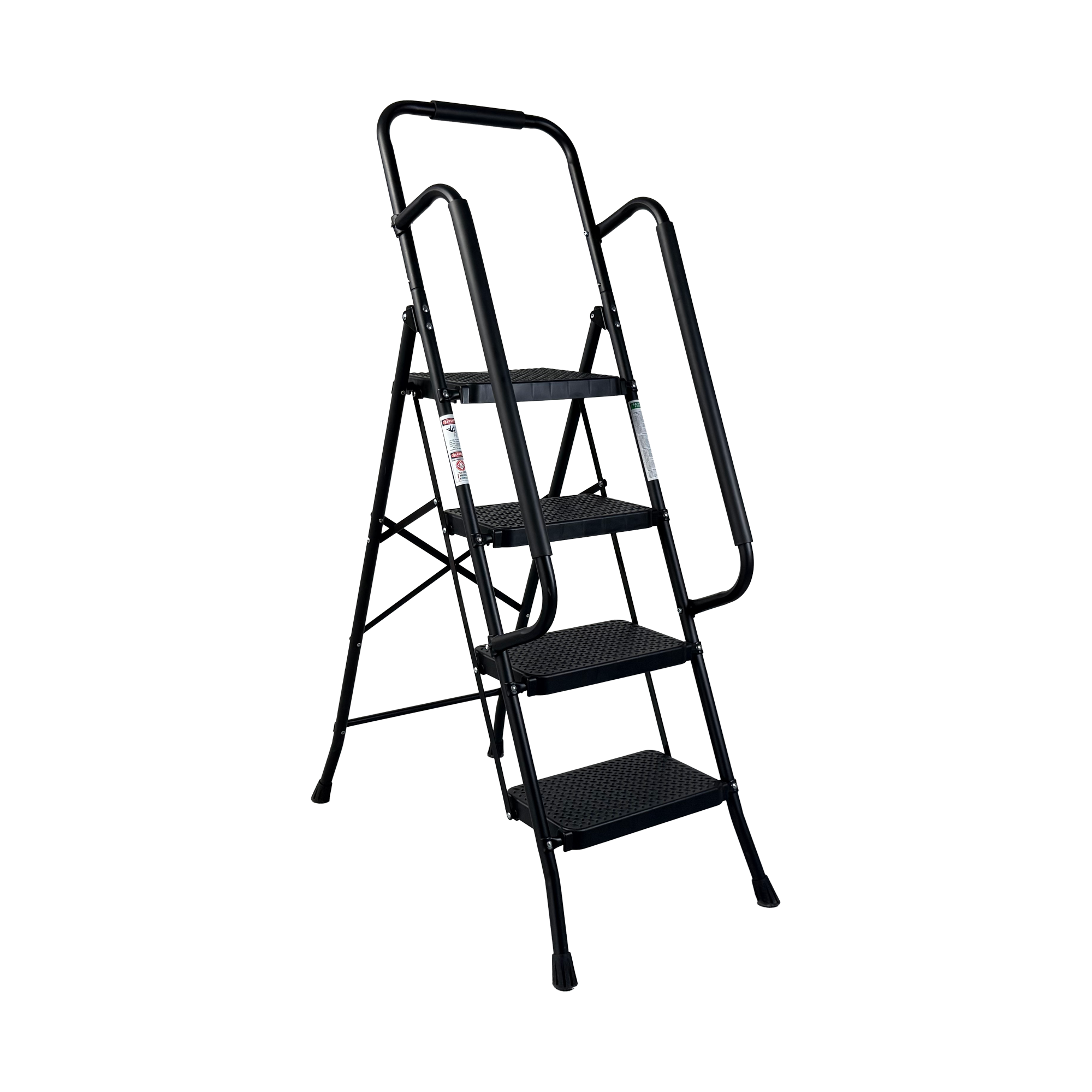 4 Step Ladder, Folding Step Stool With Wide Anti-Slip Pedal, Sturdy Steel Ladder, Convenient Handrail, Lightweight, Portable Steel Step Stoo
