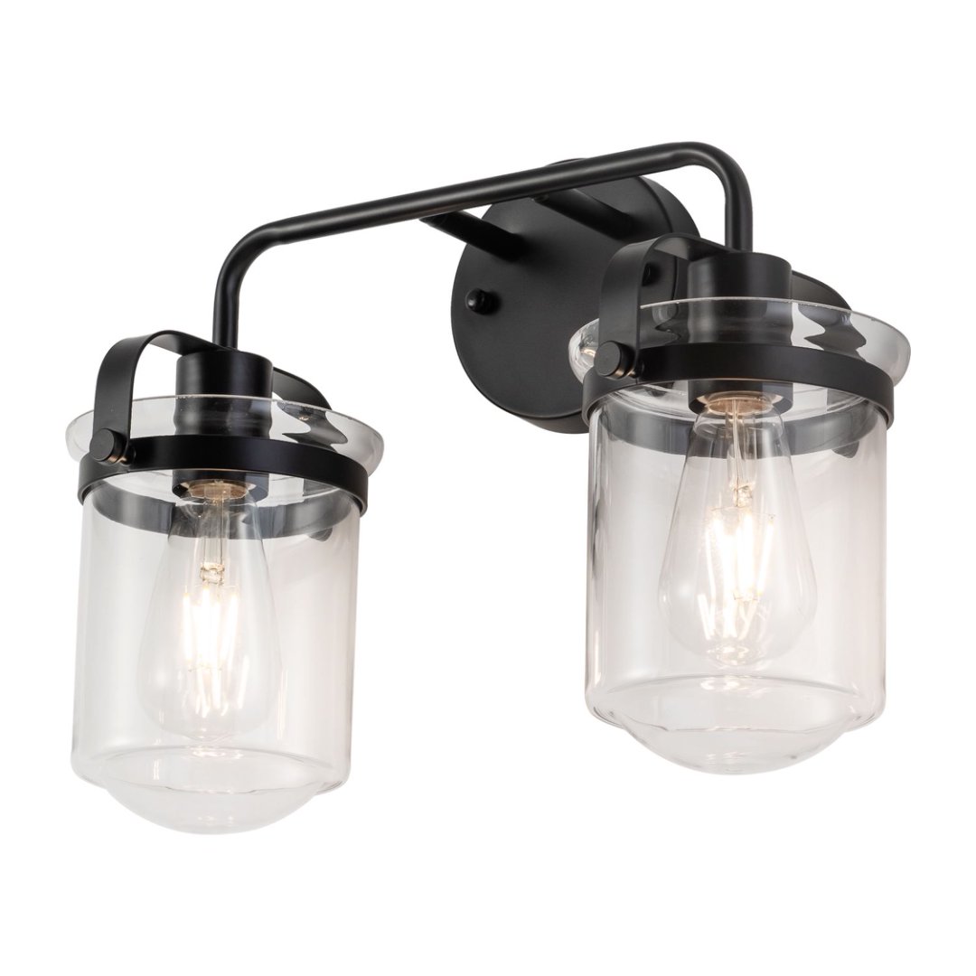 2-Light With Clear Glass Shade,Modern Sconce, Industrial Indoor Light Fixture For Bathroom Living Room Bedroom Over Kitchen Sink,E26 Socket