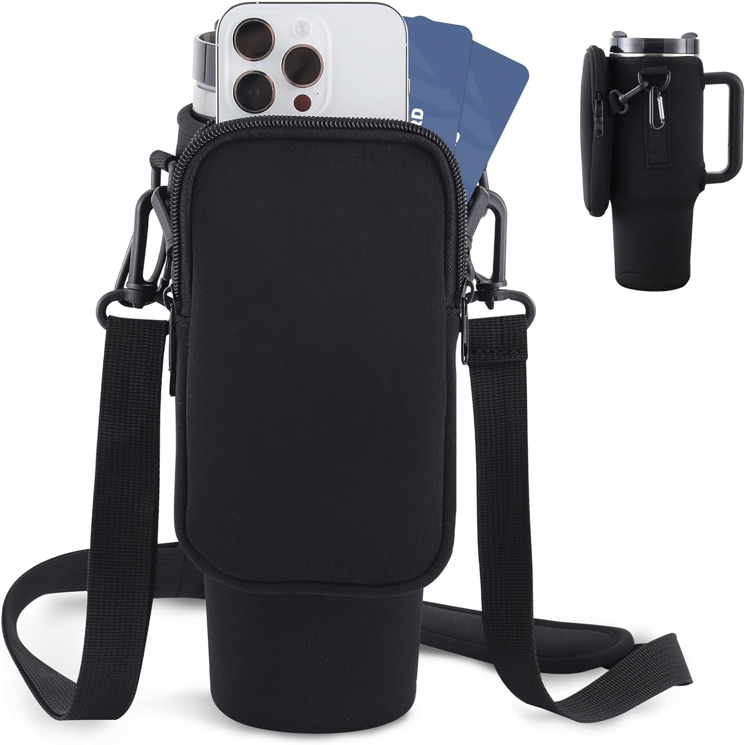 Slok Water Bottle Carrier Bag, Compatible With 40oz Tumbler With Handle, Modern Water Bottle Holder With Simple Adjustable Strap For Outdoor