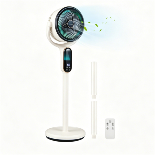 Adjustable Height Standing Fan With Remote Control, 8 Speed Quiet Floor Fan LED Touch Panel 12H Timer Oscillating Pedestal Fan For Home Bedr