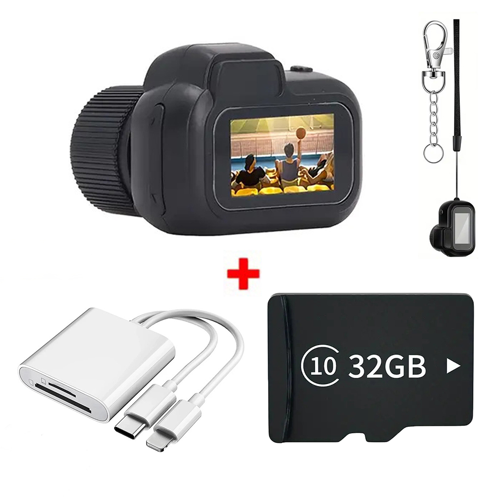 Key Chain Mini Camera -Micro Video Camera With 32GB SD Card & Card Reader, Mini DV DVR Camcorder 1080P, Pocket Wearable, Small Video Camera