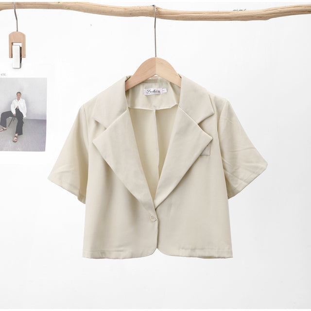 Elegant Women's Office Suit Set - Short Sleeve Blazers