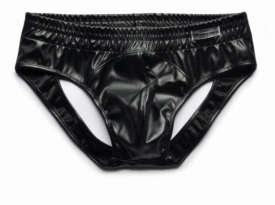 Men's Low Waist Sexy PU Leather Thong Underwear