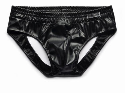 Men's Low Waist Sexy PU Leather Thong Underwear