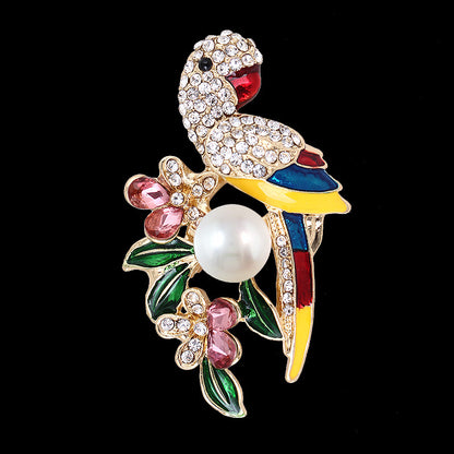 New Pearl Parrot Brooch for Sweaters and Suits