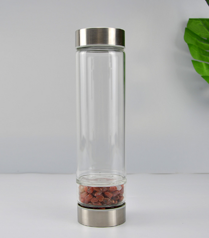 Creative Natural Colored Stone Glass Water Bottle