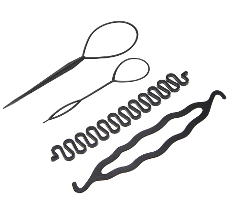 Hair Styling Tool Set: Bun Maker, Threading Wand, Needle
