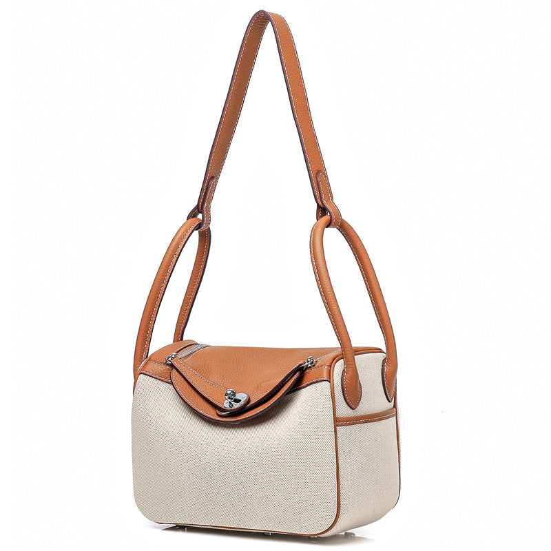 Canvas and Top Layer Cowhide Doctor's Handbag