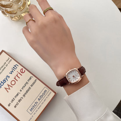 Square Dial Leather Vintage Women's Quartz Watch