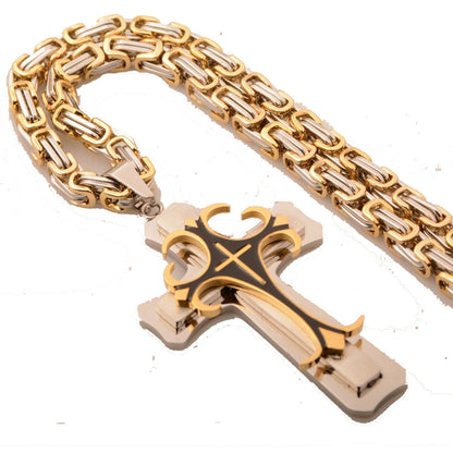 Men's Titanium Steel Cross Pendant Necklace in Hip Hop Style