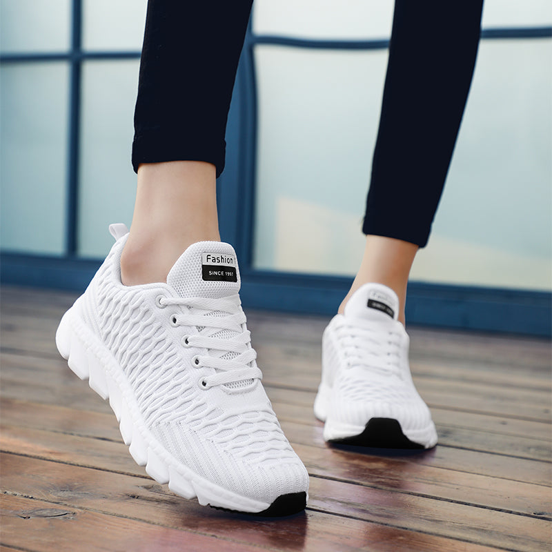 Lightweight Breathable Lace-Up Mesh Sneakers for Women