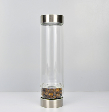 Creative Natural Colored Stone Glass Water Bottle