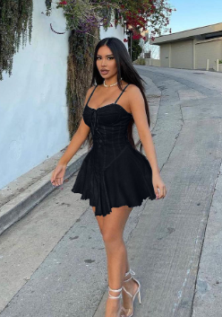 Lace Patchwork Satin Strap Dress