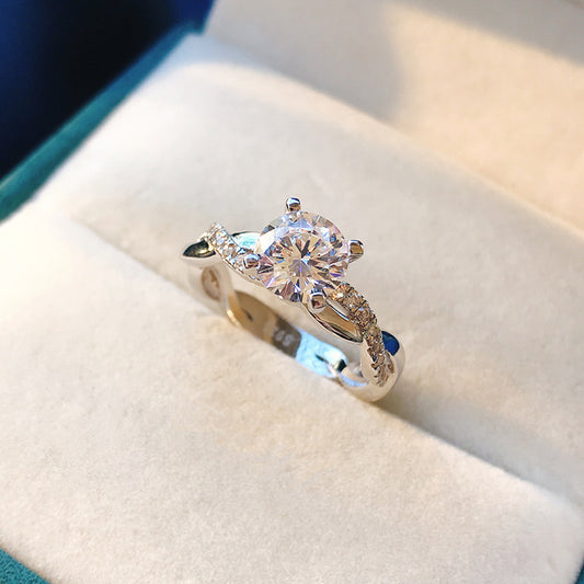 Mujing S925 Silver Twisted Round Engagement Ring