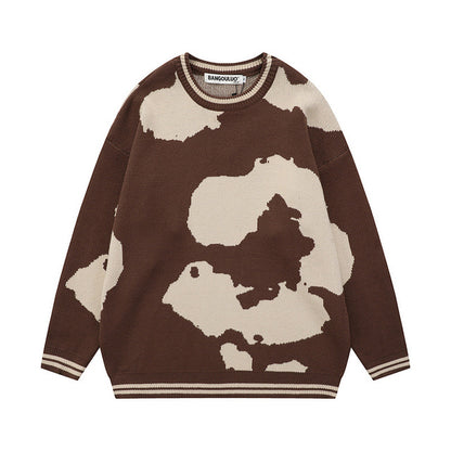 Casual Colorblock Round Neck Pullover Sweater for Men