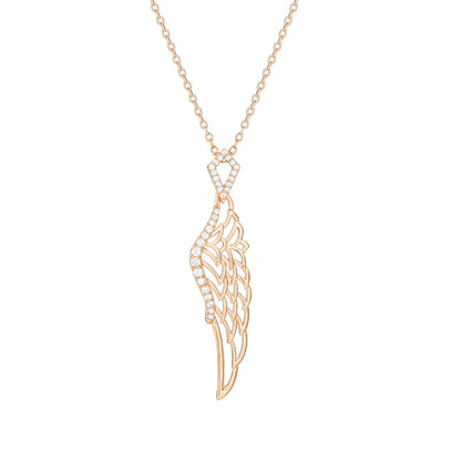 S925 Silver Angel Wing Necklace with Diamonds
