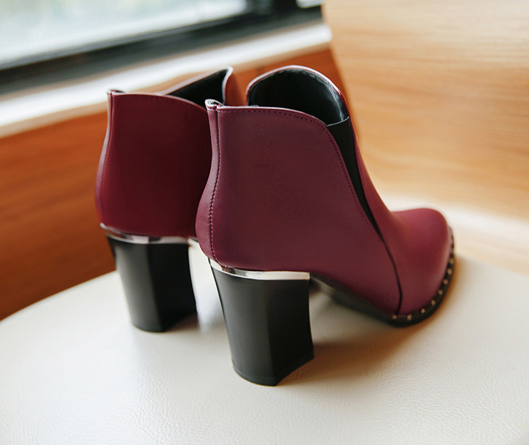 Pointed Toe Chunky Heeled Martin Boots