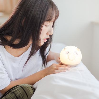 USB Rechargeable Colorful Pig Night Light (Creative Gift)
