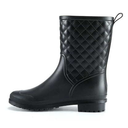 Women's Casual Waterproof Rain Boots - Medium Tube Rubber
