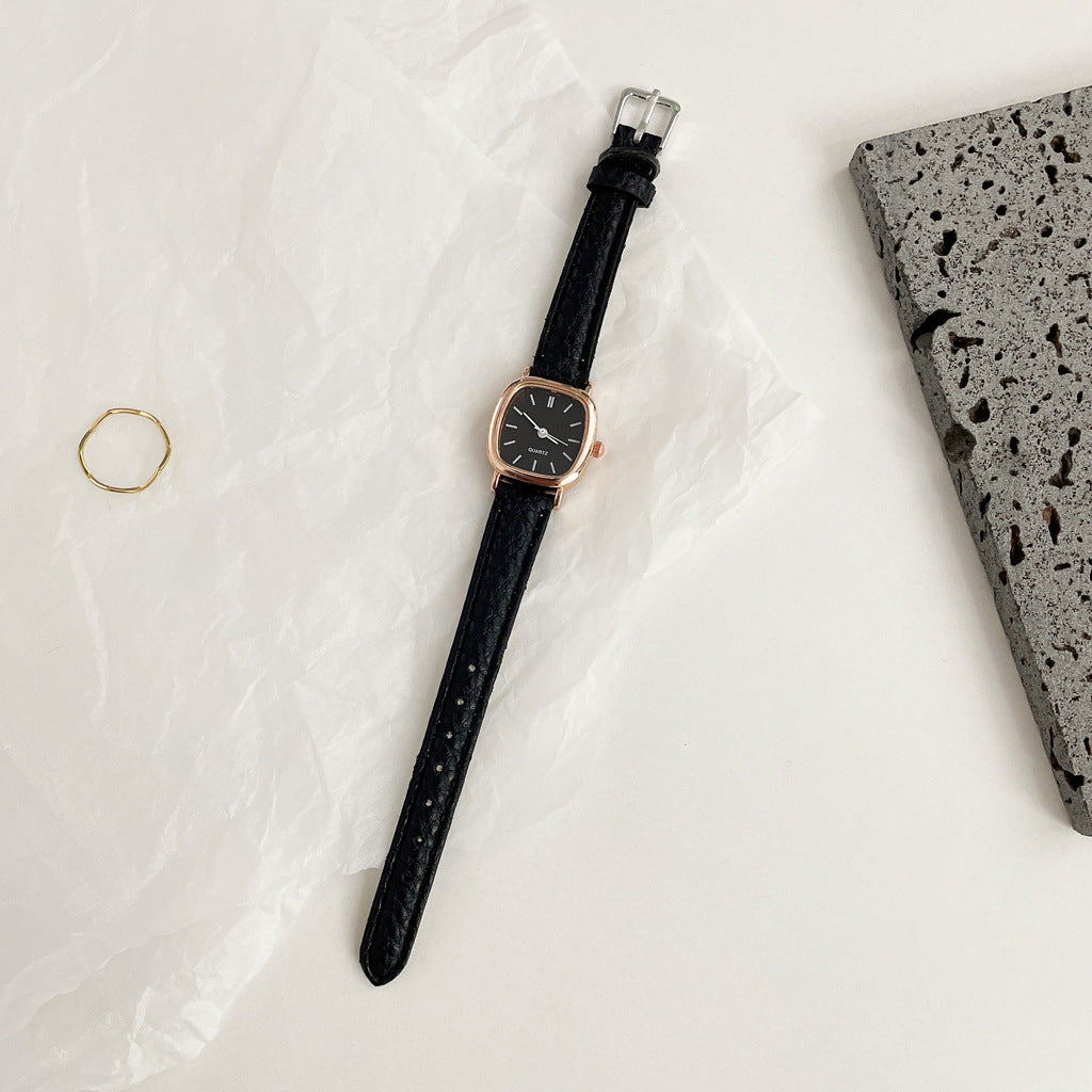 Square Dial Leather Vintage Women's Quartz Watch