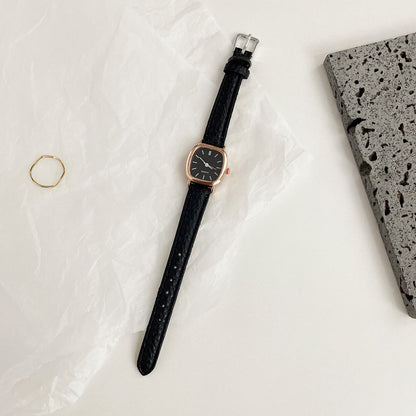Square Dial Leather Vintage Women's Quartz Watch