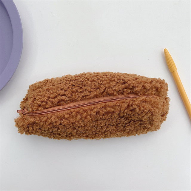 Wool Velvet Pencil Bag - Cute Lamb Design for Students
