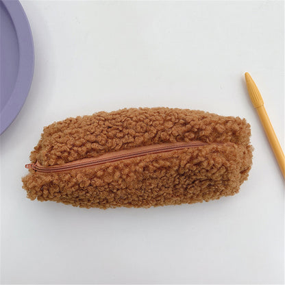 Wool Velvet Pencil Bag - Cute Lamb Design for Students