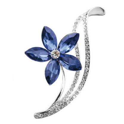 Five-Petal Flower Crystal Brooch