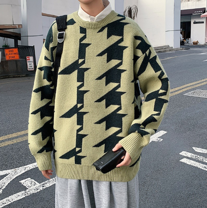 Casual Round Neck Pullover Sweater for Men
