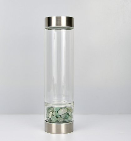 Creative Natural Colored Stone Glass Water Bottle
