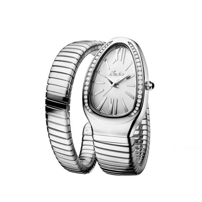 Women's Stainless Steel Serpentine Watch with Diamonds