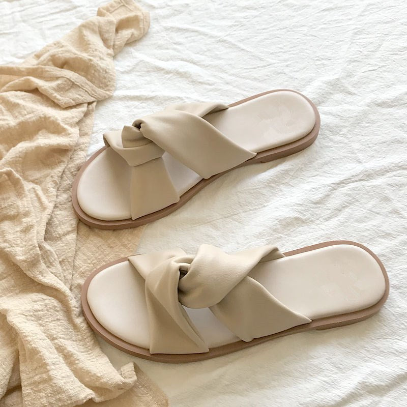 Summer 2020 Korean Style Bow Flat Sandals for Women