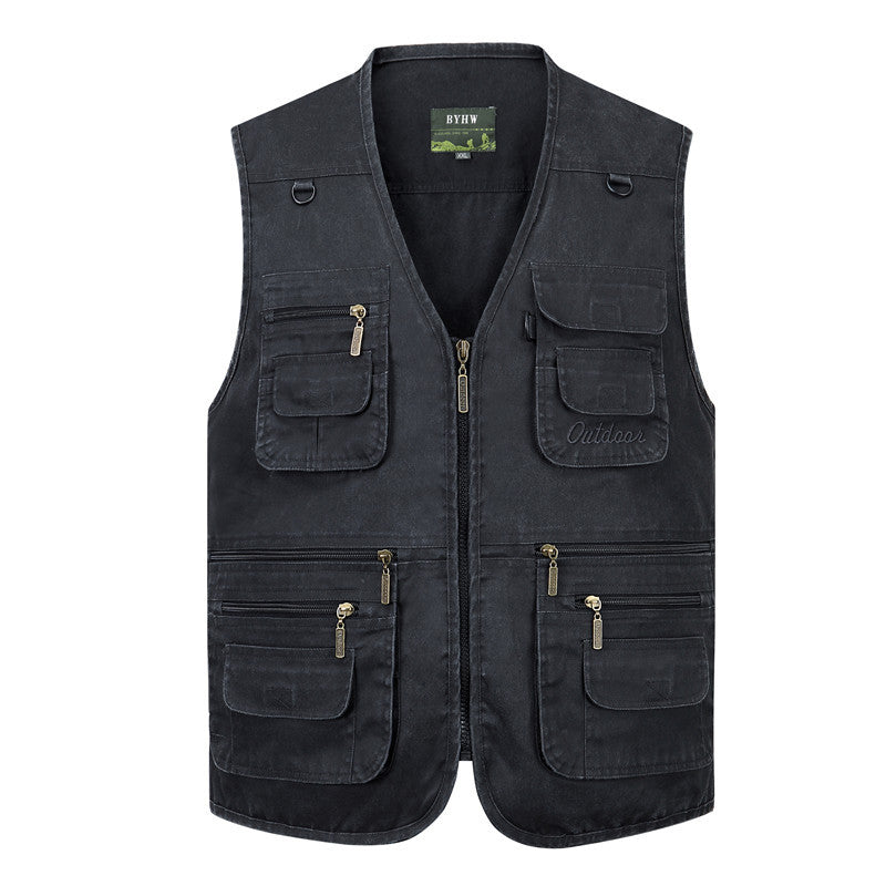 Casual Denim Fishing Vest for Middle-aged Men