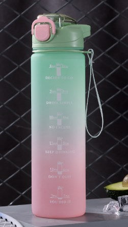 Motivational Water Bottle with Lid and Straw, 1000ml